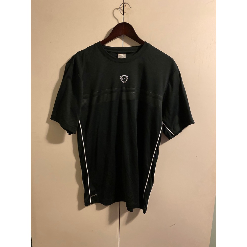 VTG Nike Shirt Mens Size M Black Excellent Fit Dry Athletic Shield Logo Tee